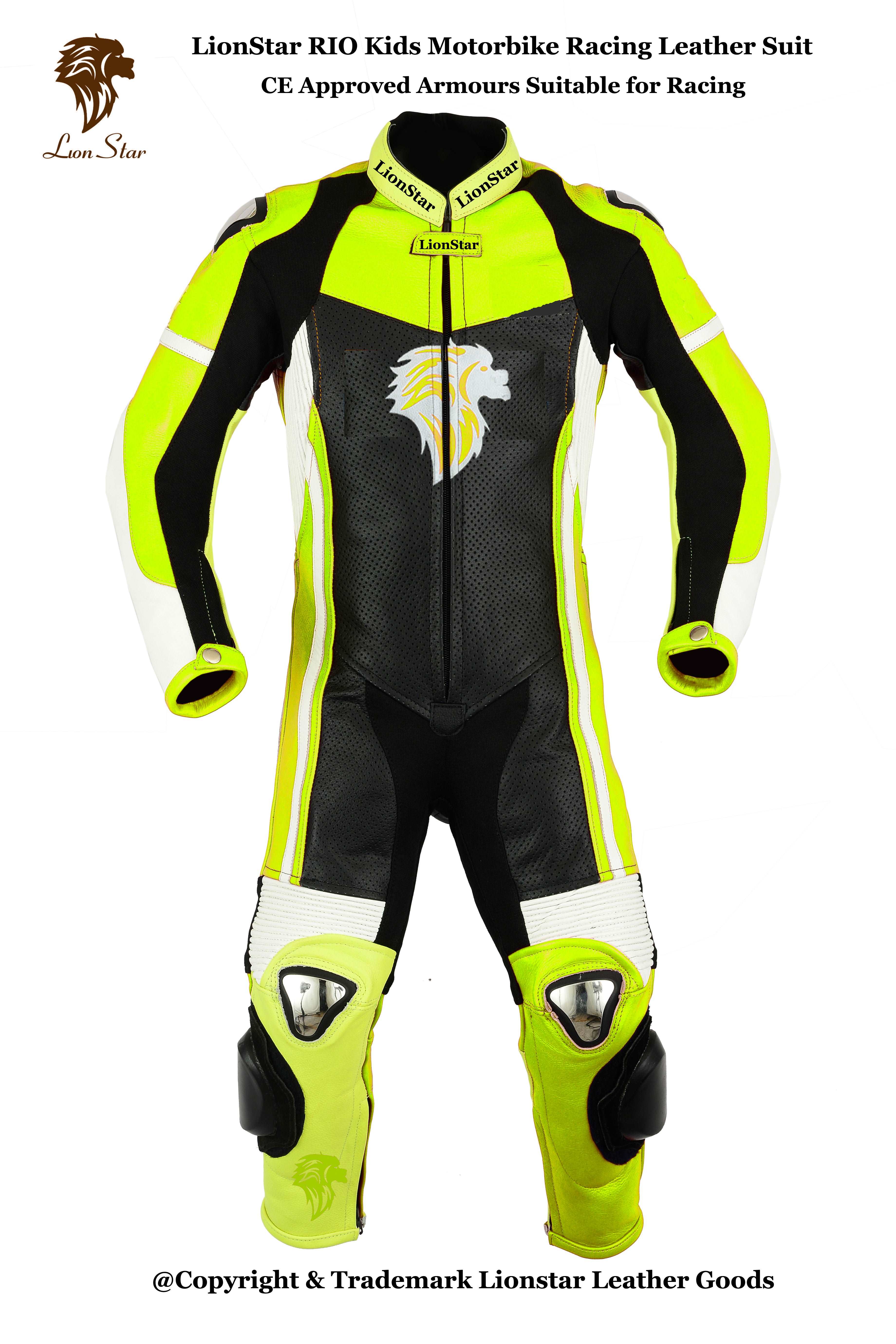 Lionstar Rio Leather Motorcycle Racing Suit - Adults & Kids CE Approved