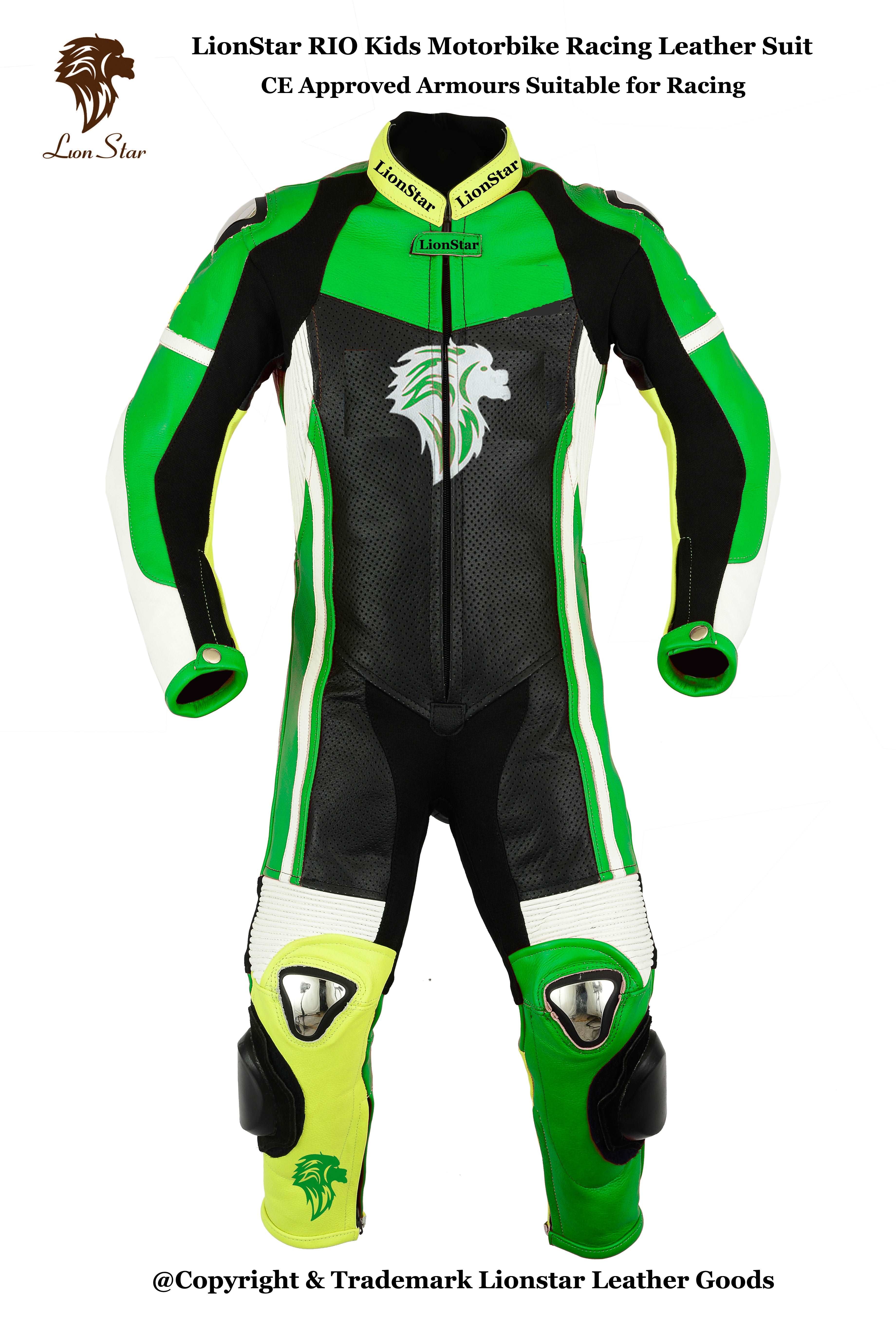 Lionstar Rio Leather Motorcycle Racing Suit - Adults & Kids CE Approved