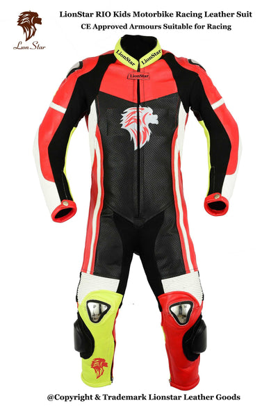 Lionstar Rio Leather Motorcycle Racing Suit - Adults & Kids CE Approved