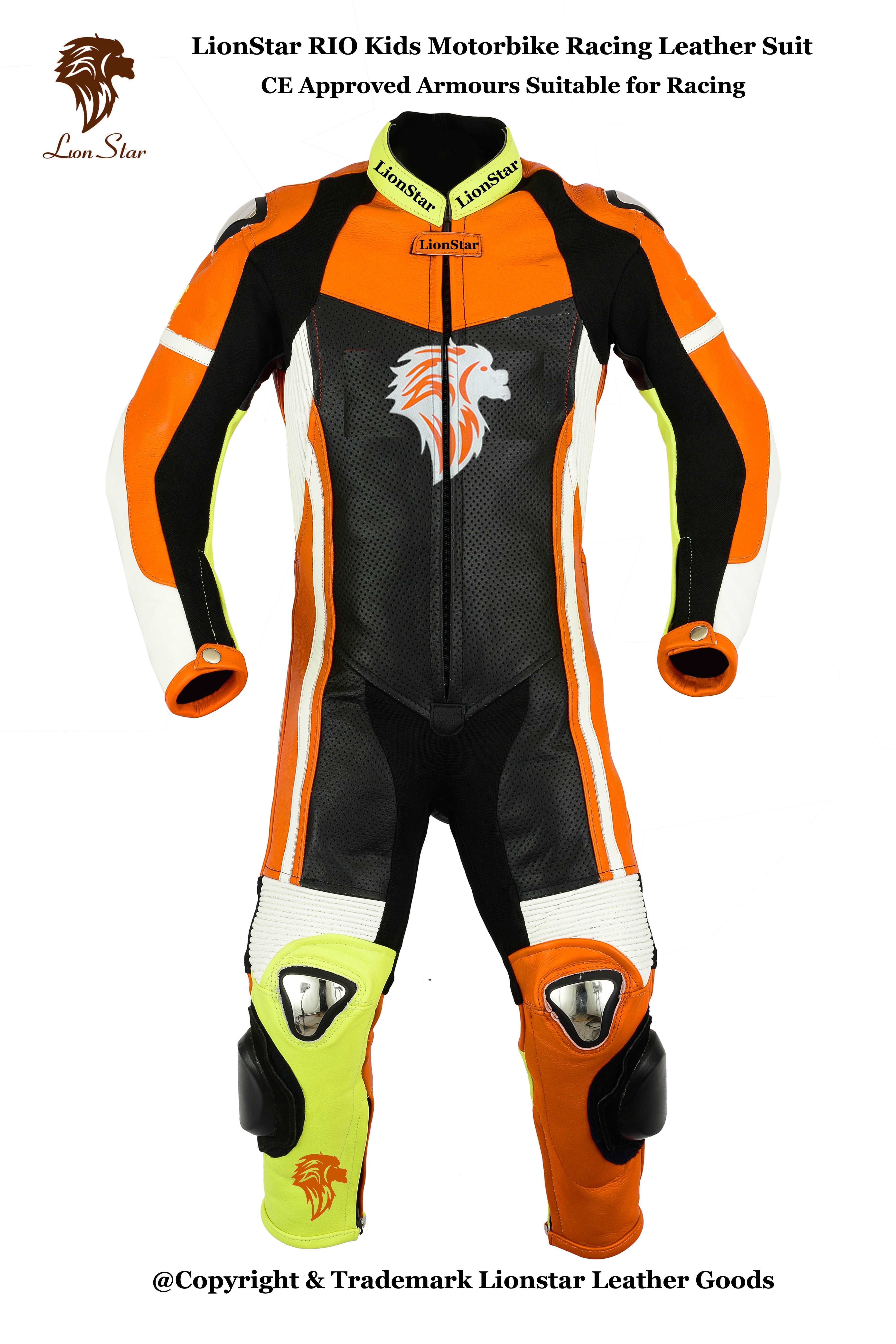 Lionstar Rio Leather Motorcycle Racing Suit - Adults & Kids CE Approved