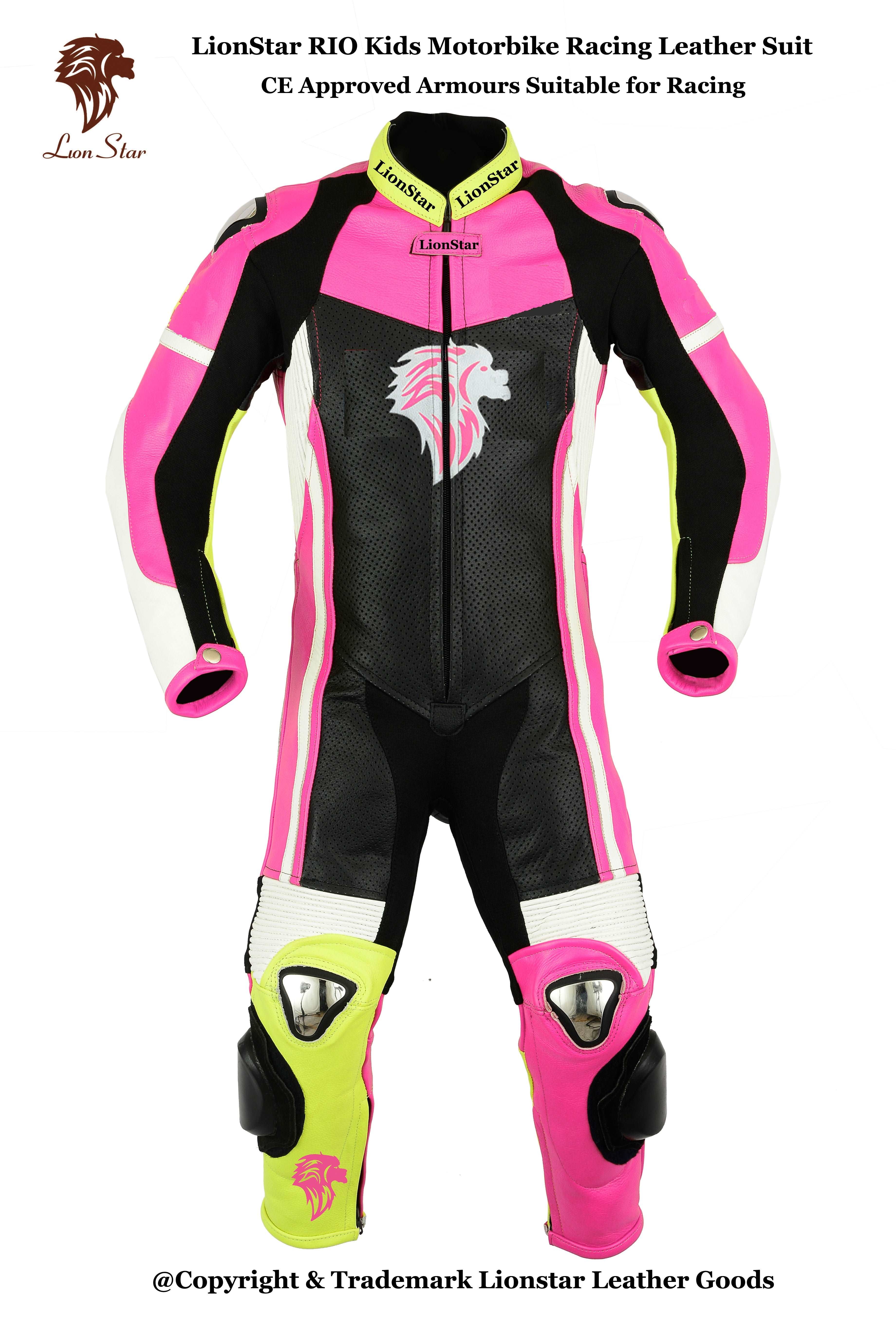 Lionstar Rio Leather Motorcycle Racing Suit - Adults & Kids CE Approved