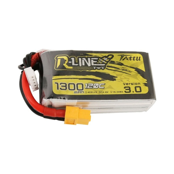Tattu R-Line 3.0 1300mAh 14.8V 120C 4S1P Lipo Battery Pack with XT60 Plug