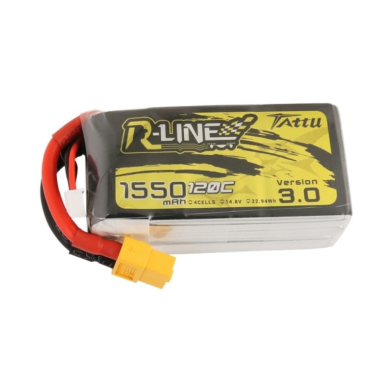 Tattu R-Line 3.0 1550mAh 14.8V 120C 4S1P Lipo Battery Pack with XT60 Plug