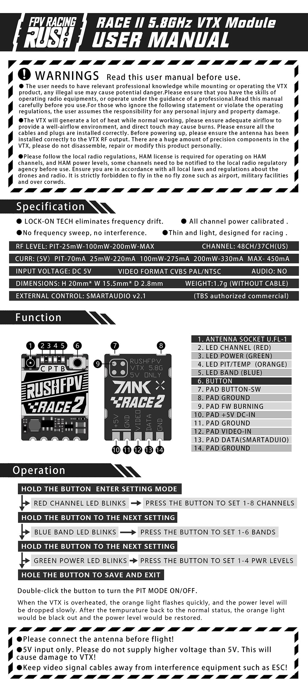 RushFPV Tank Race II VTX