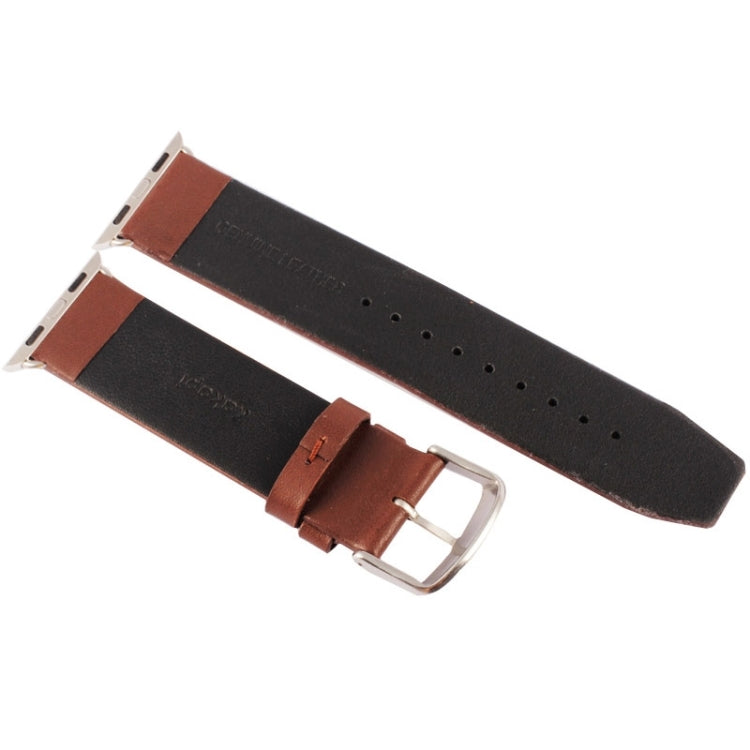 Kakapi for Apple Watch 42mm Subtle Texture Brushed Buckle Genuine Leather Watch Band with Connector