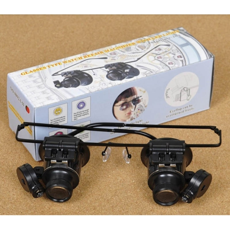 20X Glasses Type Watch Repair Loupe Magnifier with LED Light, Dual