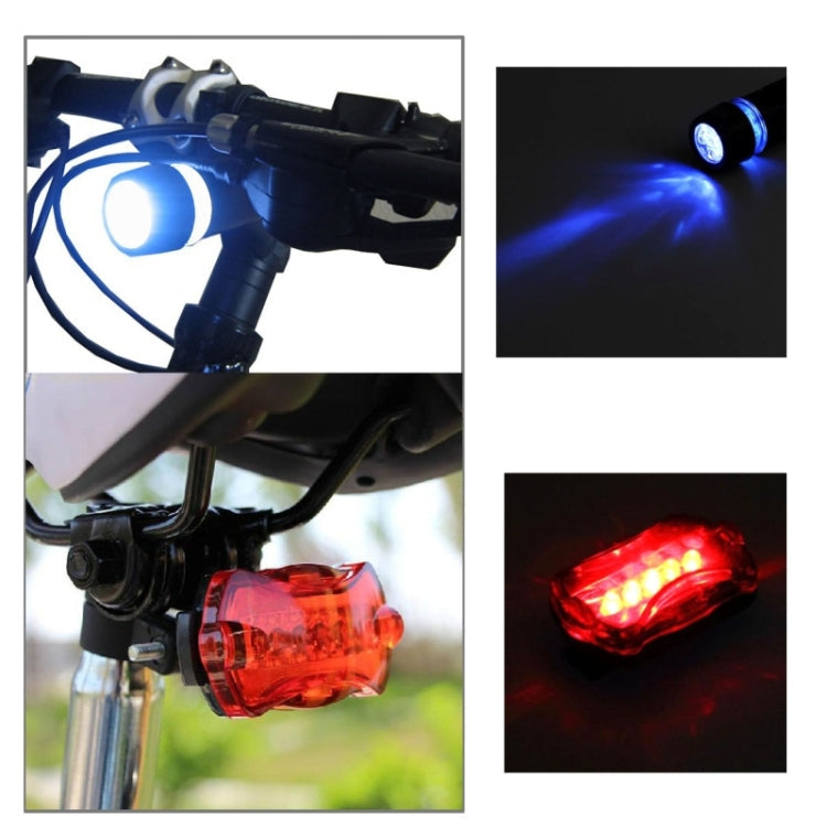 5 LED Water Resistant Bike Bicycle Head Light+ Rear Safety Flashlight