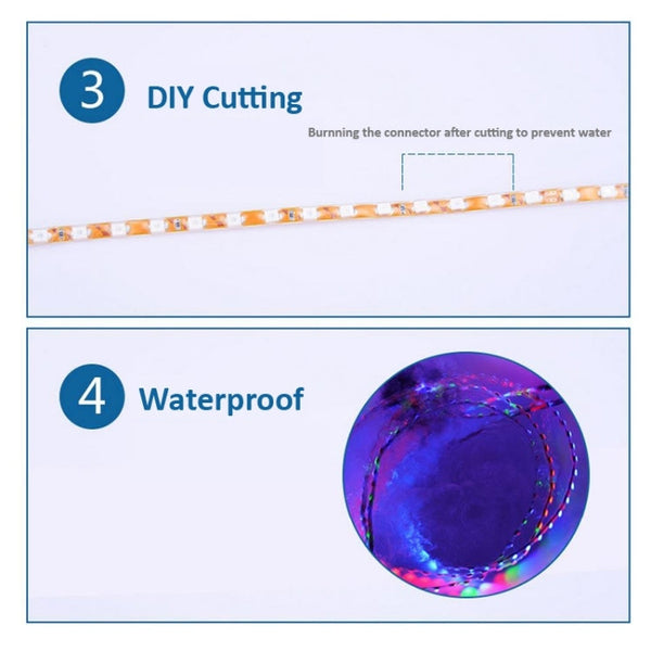 5 PCS Normally-on Style 45 LED 3528 SMD Waterproof Flexible Car Strip Light for Car Decoration, DC 12V, Length: 45cm