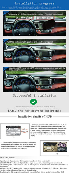 E300 5.5 inch Car OBDII / EUOBD HUD Vehicle-mounted Head Up Display Security System, Support Speed & Fuel Consumption, Overspeed Alarm,  Fuel Consumption, Water Temperature, etc.