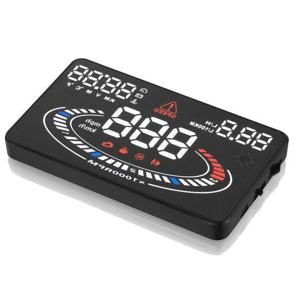 E300 5.5 inch Car OBDII / EUOBD HUD Vehicle-mounted Head Up Display Security System, Support Speed & Fuel Consumption, Overspeed Alarm,  Fuel Consumption, Water Temperature, etc.