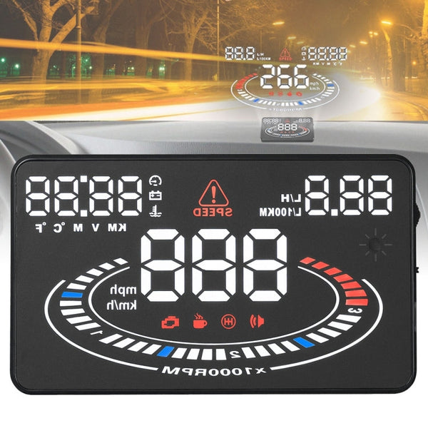 E300 5.5 inch Car OBDII / EUOBD HUD Vehicle-mounted Head Up Display Security System, Support Speed & Fuel Consumption, Overspeed Alarm,  Fuel Consumption, Water Temperature, etc.