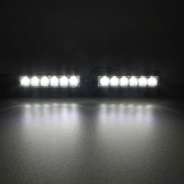 2 PCS  6 inch 6 LED 2 x 18W Car Flash Warning Light Red + Blue Change White Waterproof Emergency Light, DC 12V