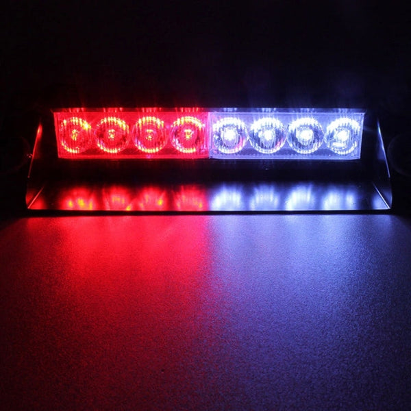 8W 800LM 8-LED 3-Modes Adjustable Angle Car Strobe Flash Dash Emergency Light Warning Lamp with Suckers, DC 12V