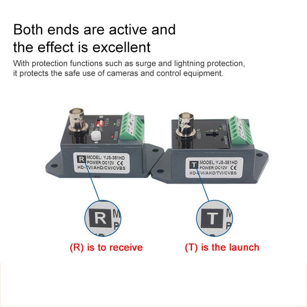 Active CCTV UTP Twisted Pair Video Balun Transmitter and Receiver, 351TR