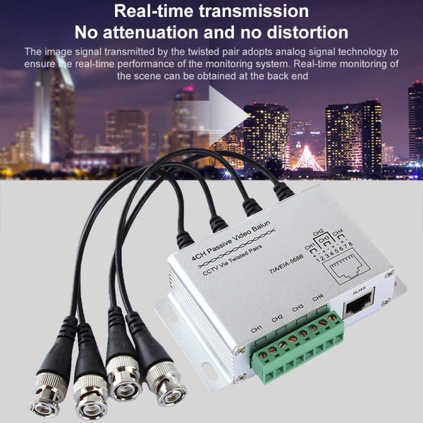 4 CH UTP Passive Video Balun , CCTV Via Twisted Pairs, 4 CH UTP
