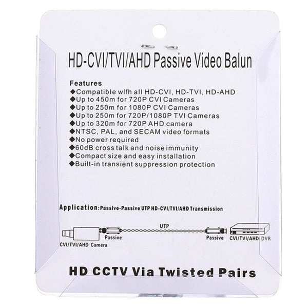 2 PCS HD 202P Coaxial CVI/TVI/AHD 1CH Passive Transceiver Video Balun, 202P