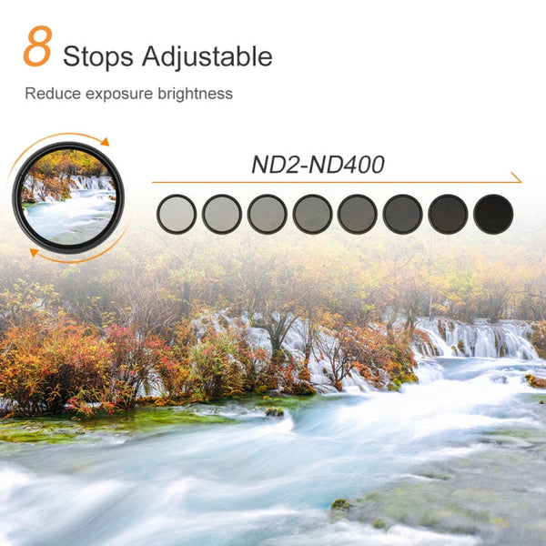 52mm ND Fader Neutral Density Adjustable Variable Filter ND 2 to ND 400 Filter