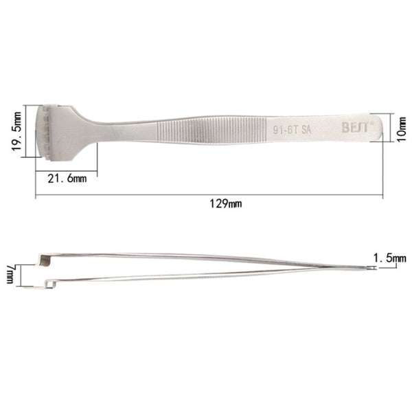 BEST BST-91-6T SA Professional Stainless Steel Wafer Tweezers for Silicon Wafer, BST-91-6T