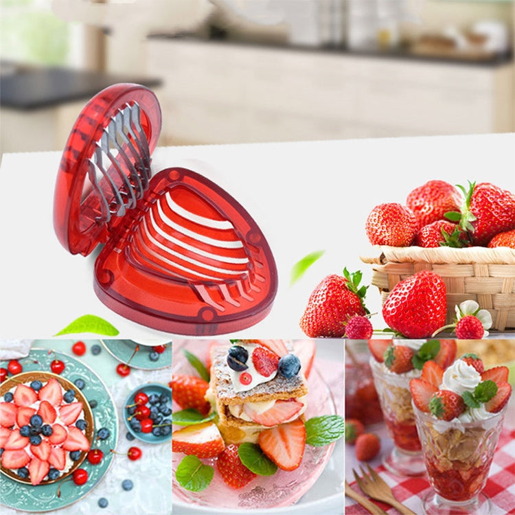 Kitchen Tool Plastic Strawberry Slicer Fruit Knife with Stainless Steel Blade