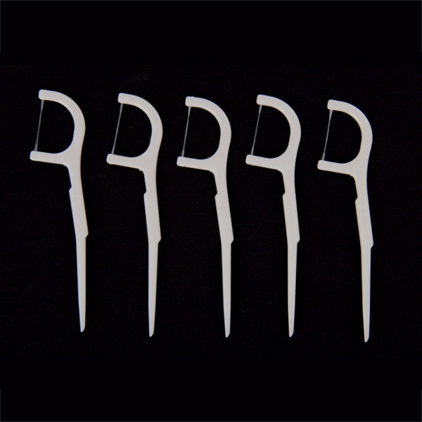 50 PCS Tooth Pick with Thread Wide Type ABS Dental Floss