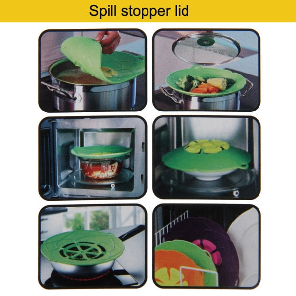 New Spill-Proof, Anti-Flutter and Heat-Resistant Silicone Pot Cover (Ramdom Color Delivery)