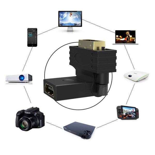 360 Degree Rotation Gold Plated DVI 24+1 Pin Male to 19 Pin HDMI Female Adapter, DVI 24+1Pin Male to HDMI Female