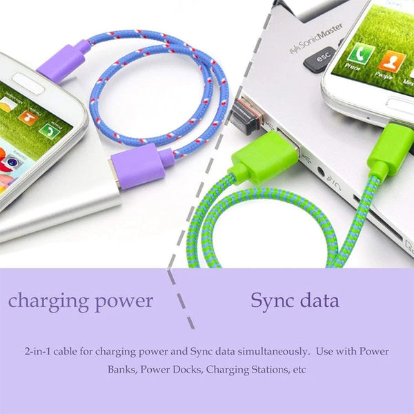 1m Nylon Netting Style USB 8 Pin Data Transfer Charging Cable for iPhone, iPad