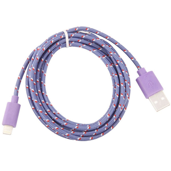 2m Nylon Netting USB Data Transfer Charging Cable For iPhone, iPad