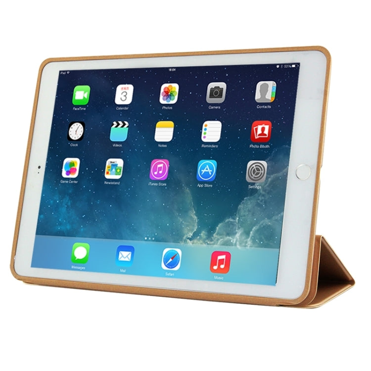 3-fold Naturally Treated Smart Leather Case with Sleep / Wake-up Function & Holder for iPad Air 2