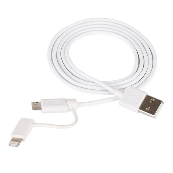 1m MFI 2 in 1 8 pin + Micro USB 2.0 Male to USB Data Sync Charging Cable