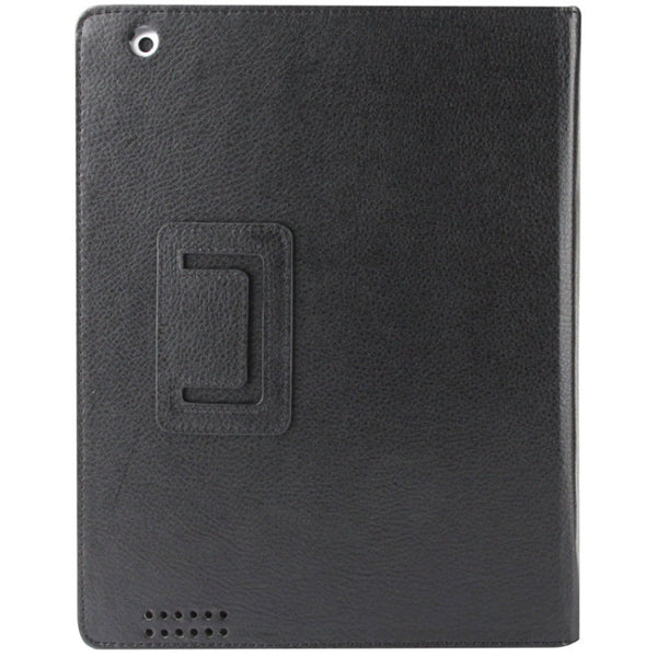 High Quality Litchi Texture Folding Leather with Sleep / Wake-up & Holder Function for iPad 2 / iPad 3 / iPad 4