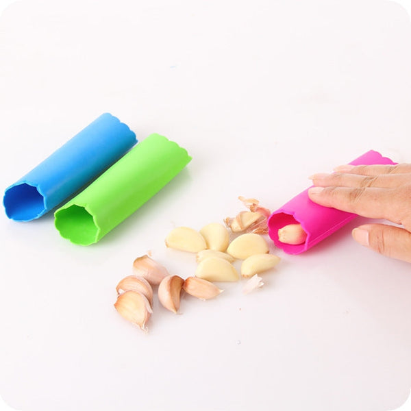 5 PCS Soft Resin Tube Shaped Reusable Magic Handheld Rolling Garlic Peeler Kitchen Tools (Random Color Delivery), Random Color Delivery