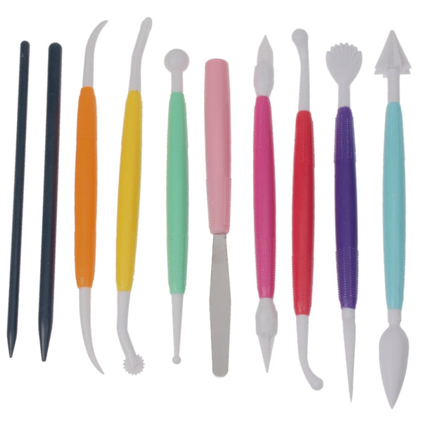 10 in 1 Colorful Cake Modelling Tool Set, 10 PCS Color