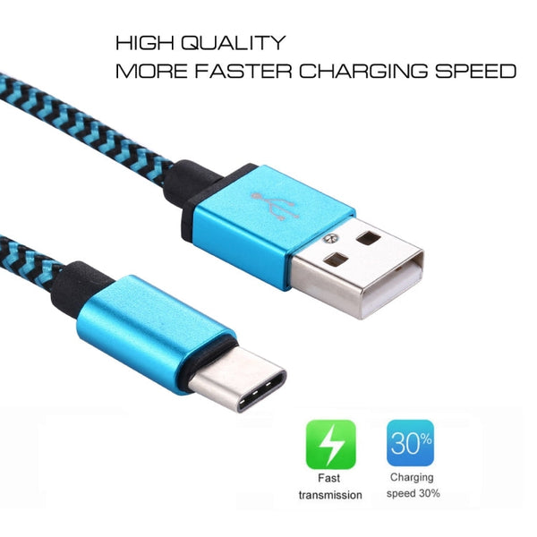 1m Woven Style USB-C / Type-C 3.1 to USB 2.0 Data Sync Charge Cable