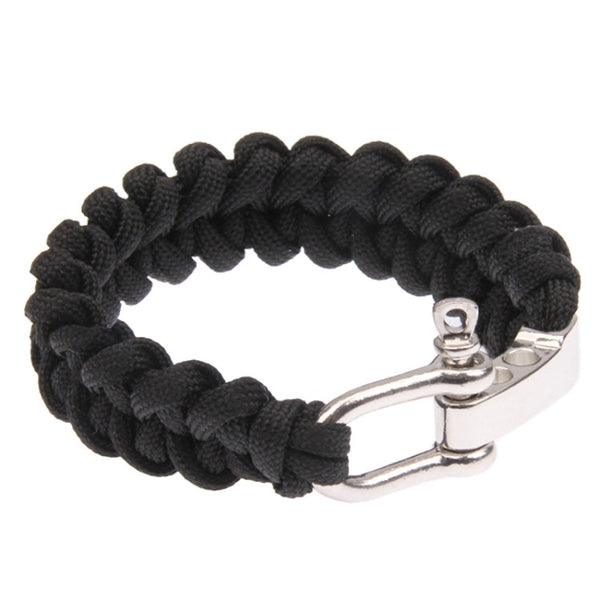 Multi-functional Nylon Braided Survival Bracelets with Adjustable Stainless Steel Shackle