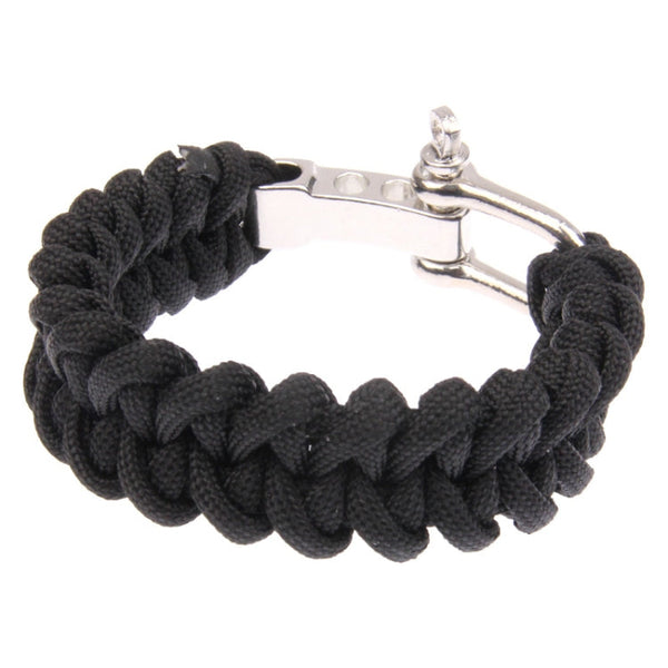 Multi-functional Nylon Braided Survival Bracelets with Adjustable Stainless Steel Shackle