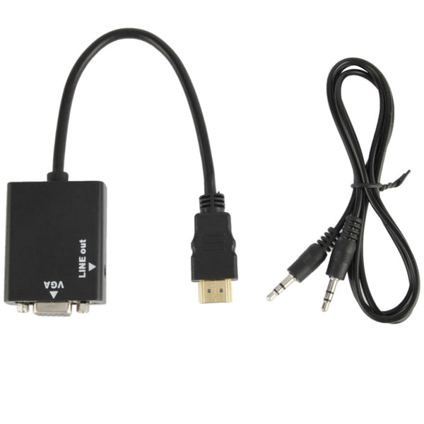 26cm HDMI to VGA + Audio Output Video Conversion Cable with 3.5mm Audio Cable, Support Full HD 1080P, Length: 26cm