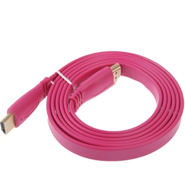 1.5m Gold Plated HDMI to HDMI 19Pin Flat Cable, 1.4 Version, Support Ethernet, 3D, 1080P, HD TV / Video / Audio etc, Length: 1.5m (Magenta)