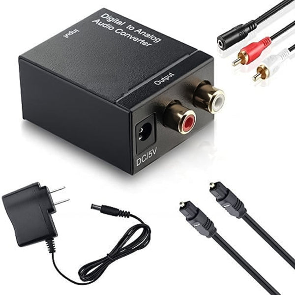 Analog RCA to Digital Optical Coaxial Toslink Audio Converter(Black), 2RCA to Spdif+Coaial