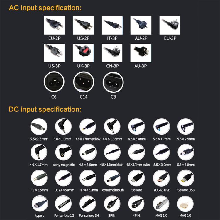 AC 19V 7.9A Power Adapter for Acer Aspire 1800, Output Tips: 5.5 x 2.5mm