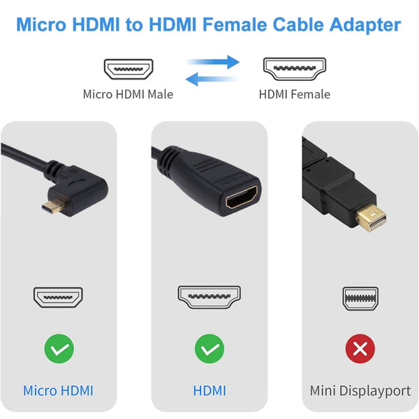 17cm 90 Degree Micro HDMI Right-toward Male to HDMI Female Cable Adapter, Right Angle, Length: 17cm
