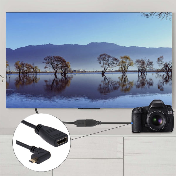17cm 90 Degree Micro HDMI Right-toward Male to HDMI Female Cable Adapter, Right Angle, Length: 17cm