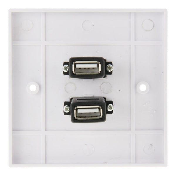 Dual USB 2.0 Female Plugs Home Wall Charger Plate Wall Plate Panel, 2 Ports USB 2.0