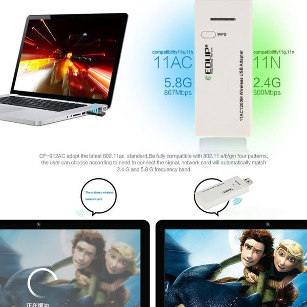 EDUP AC-1601 802.11AC 1200M Dual Band USB 3.0 Wifi Wireless Adapter, AC-1601 1200Mbps