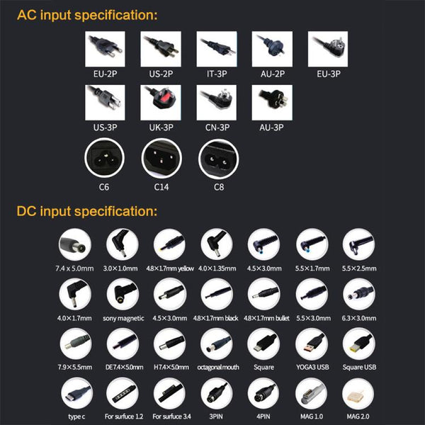 AC 19V 9.5A Power Adapter for HP Laptop, Output Tips: 7.4mm x 5.0mm