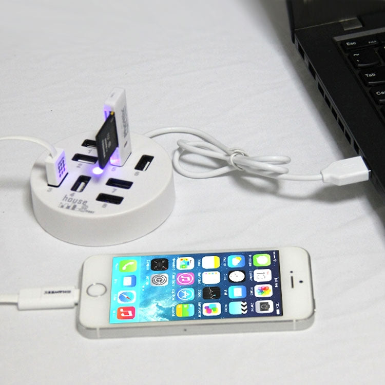 High Speed 8 Ports USB 2.0 Portable Round Hub, Length: 60cmRound Circular 8 Ports USB 2.0 Hub Multi-port Splitter Expansion Adapter for Laptop Notebook PC, Support 1TB Mobile HDD, Round Circular(Black)