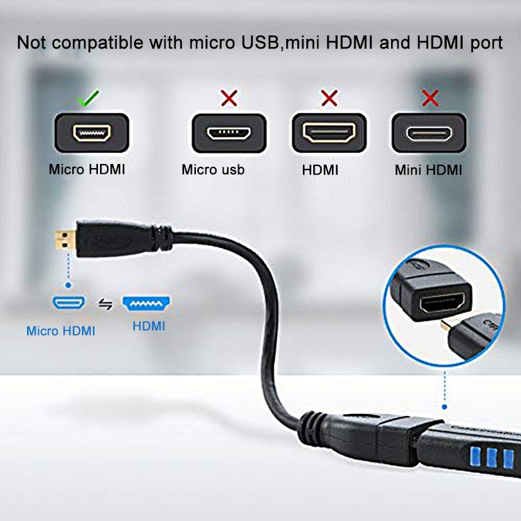 17cm Micro HDMI Male to HDMI Female Adapter Cable, Length: 17cm