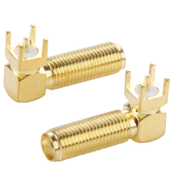 10 PCS Gold Plated SMA Female Right Angle 90 Degrees Panel PCB Mount 4.0mm Square Connector Adapter, SMA Female Right Angle