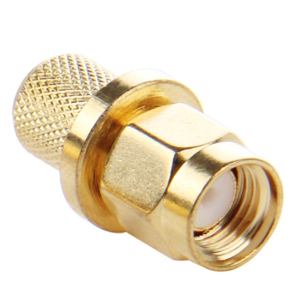 10 PCS Gold Plated SMA Male Plug Crimp RF Connector Adapter for RG58 / RG142 / LMR195 Cable, SMA Male Plug