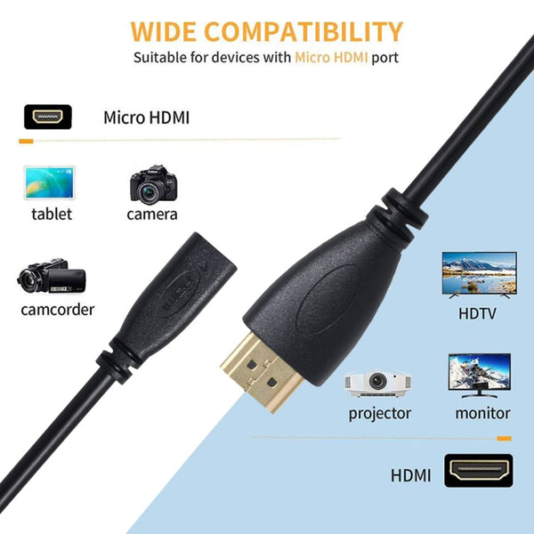 20cm HDMI Male to Micro HDMI Female Adapter Cable, HDMI to Micro HDMI